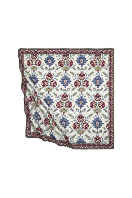 Siyah Bordo Türk Motifli Çintemani Desen İpeksi Eşarp