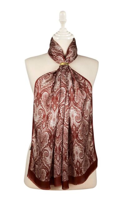Tarçın Damask Desen İpek Fular