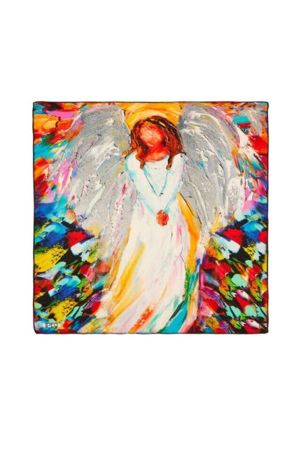 Beyaz Angel Desen İpek Mendil