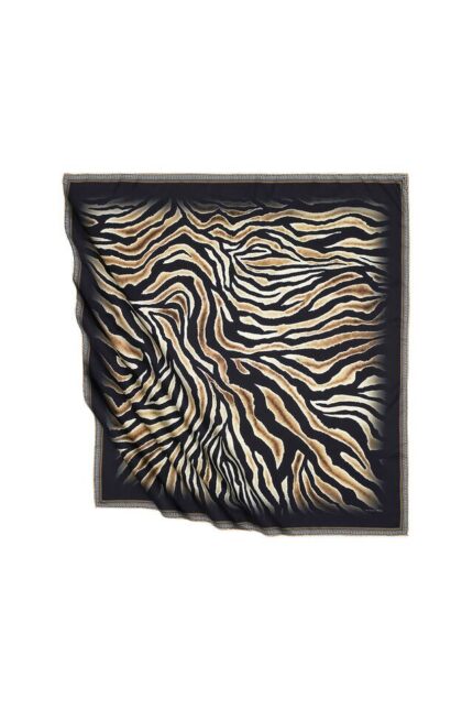 Gold Zebra Desen İpeksi Eşarp