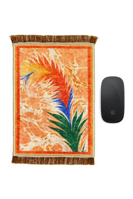 Turuncu Dekoratif Küçük Halı Mousepad