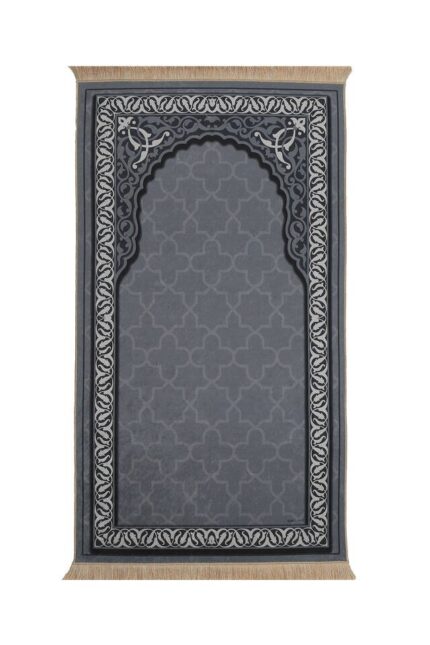Koyu Gri Kadife Halı Seccade
