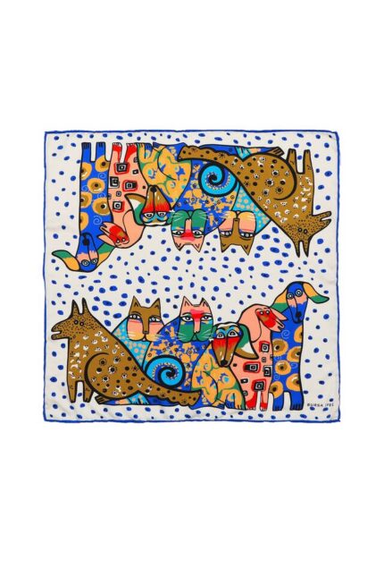 Saks Somon Desenli İpeksi Mendil