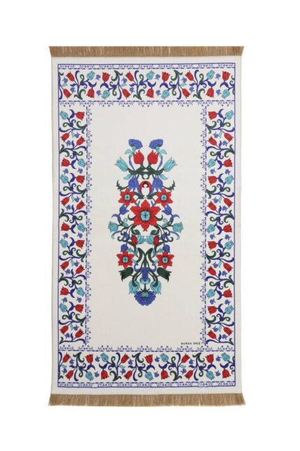 Beyaz Bambu Halı Seccade