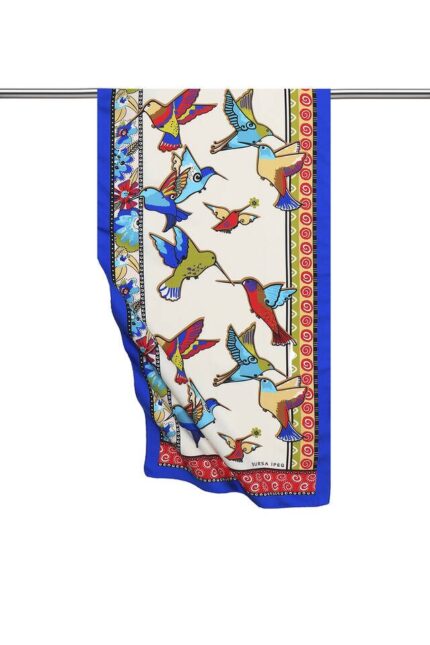 Sarı Yeşil Desenli İpeksi Fular