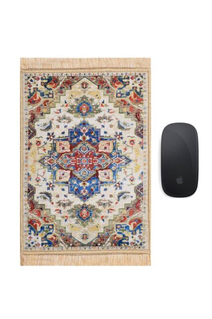 Bej Dekoratif Küçük Halı Mousepad