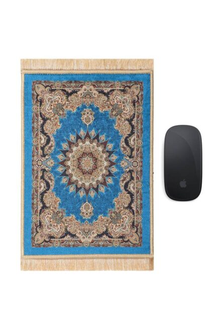 Petrol Mavi Dekoratif Küçük Halı Mousepad