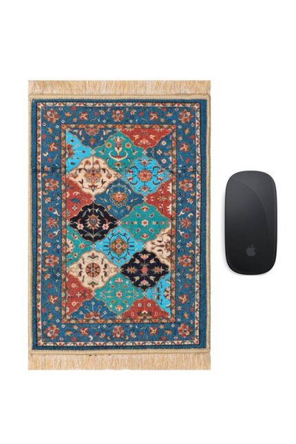 Petrol Mavi Dekoratif Küçük Halı Mousepad