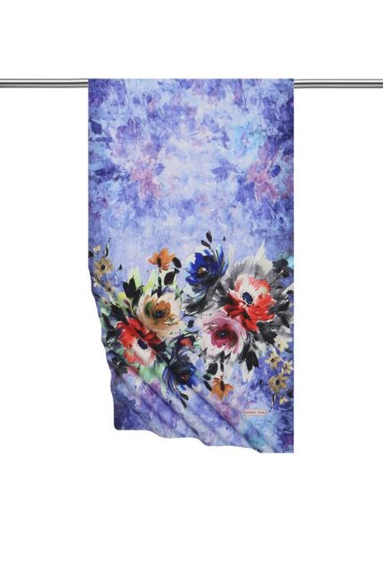 Mavi Flower İpeksi Fular