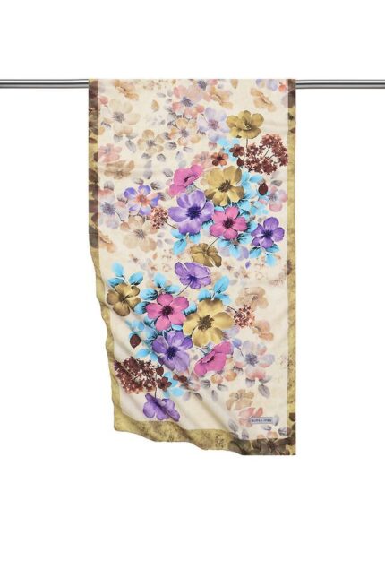 Yağ Yeşil Floral İpeksi Fular