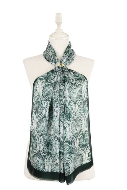 Zümrüt Damask Desen İpek Fular