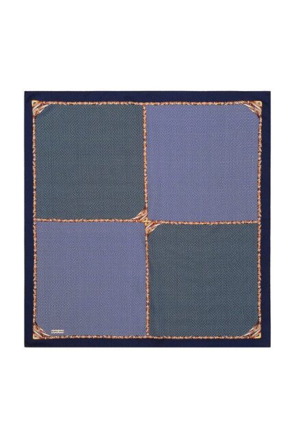 Lacivert Hasır Desen Twill İpek Eşarp