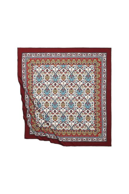 Bordo Çini Lale Desen İpeksi Eşarp