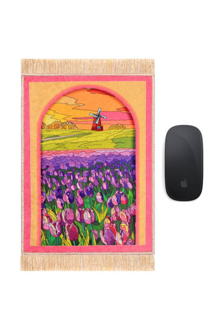 Mor Lale Dekoratif Küçük Halı Mousepad