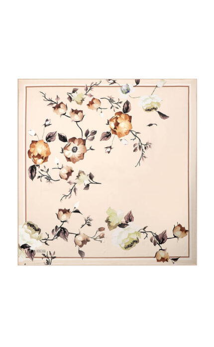 Krem Floral Sura İpek Eşarp