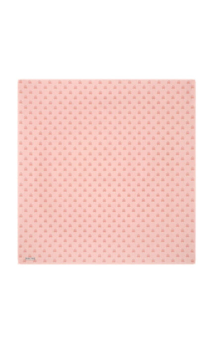 Pembe Kelebek Monogram Twill İpek Eşarp