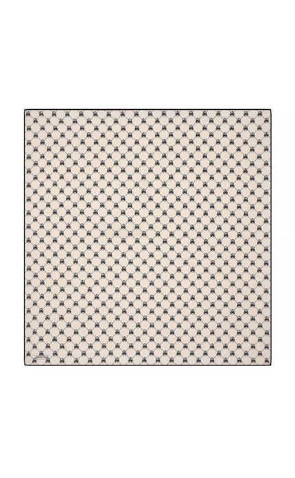 Ekru Kelebek Monogram Twill İpek Eşarp