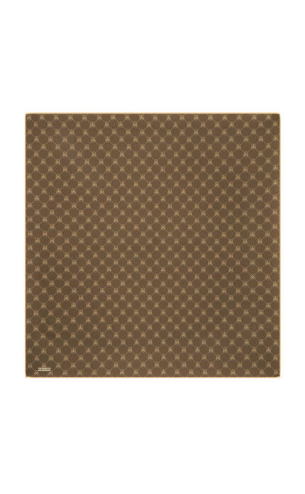 Kahverengi Kelebek Monogram Twill İpek Eşarp