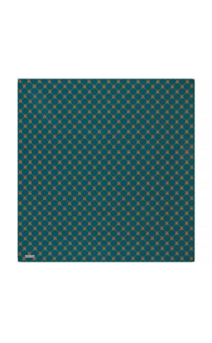 Petrol Yeşil Kelebek Monogram Twill İpek Eşarp