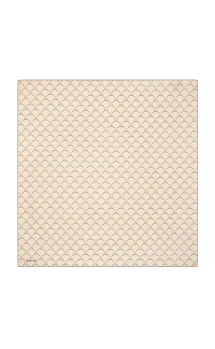 Bej Kelebek Monogram Twill İpek Eşarp
