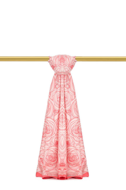 Pembe Rosa Desen Twill İpek Şal