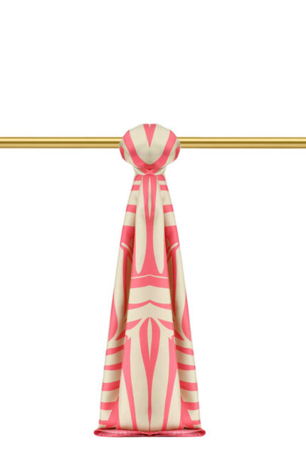 Pembe Ekin Desen Twill İpek Şal