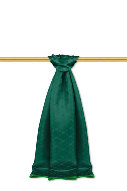 Zümrüt Zincir Monogram Desen İpek Şal