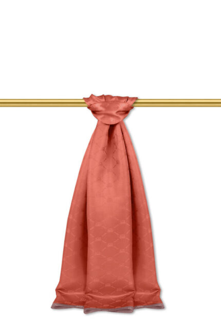 Bakır Zincir Monogram Desen İpek Şal
