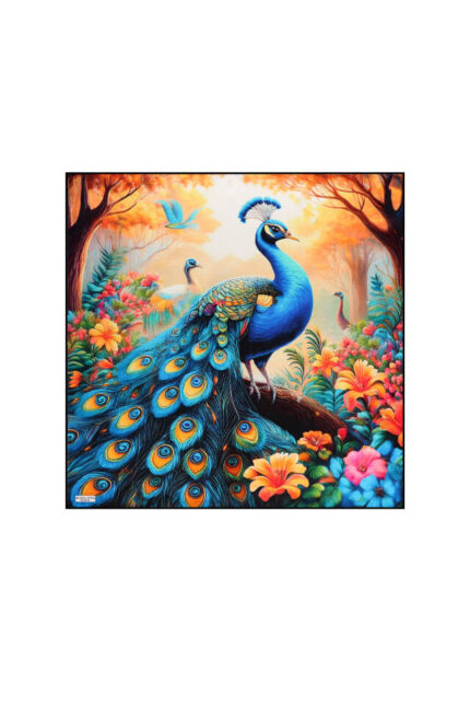 Sarı Tavuskuşu Desen İpek Mendil