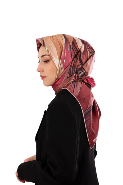 Bordo Arya Desen Twill İpek Eşarp