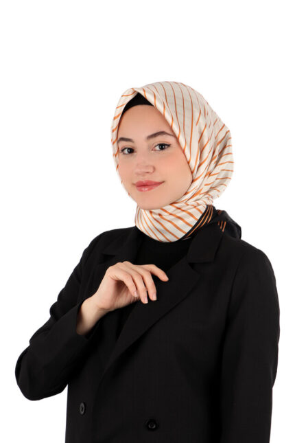 Krem Dila Desen Sura İpek Eşarp