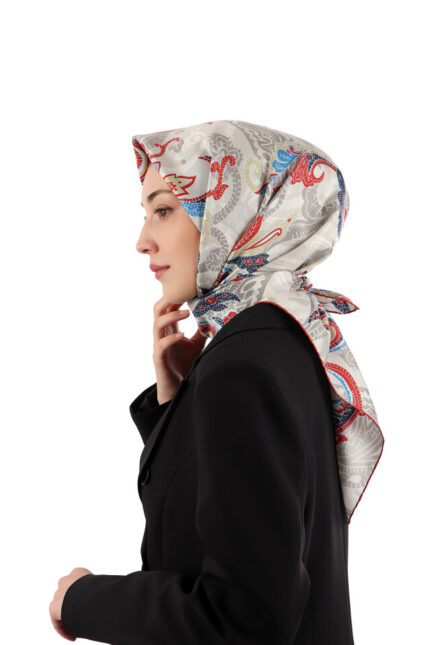 Krem Şal Desen Twill İpek Eşarp