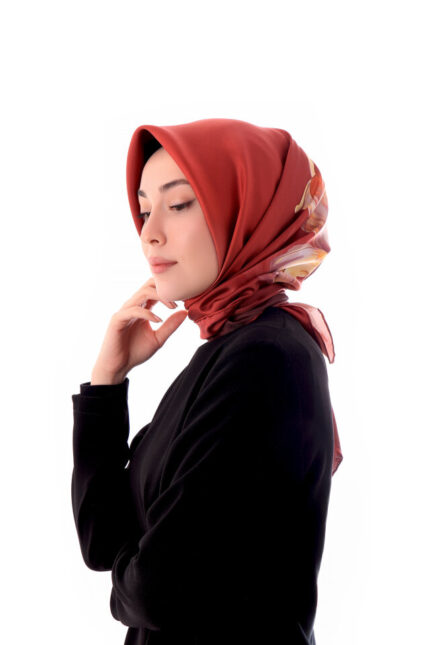 Bordo Süsen Desen Twill İpek Eşarp