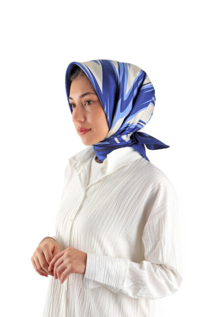 İndigo Nilsu Desen Twill İpek Eşarp