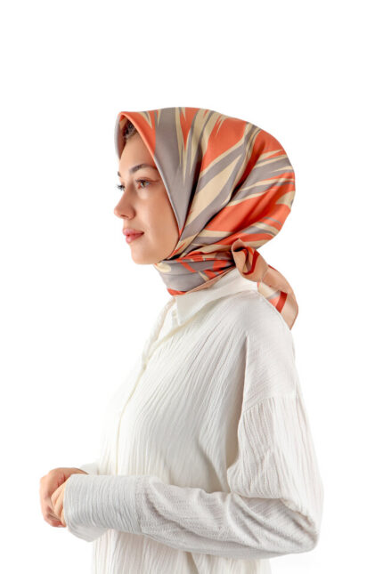 Bronz Nilsu Desen Twill İpek Eşarp