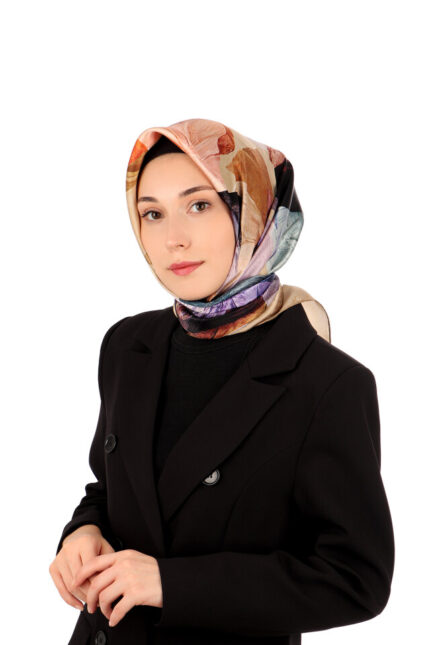 Buğday Armoni Desen Sura İpek Eşarp