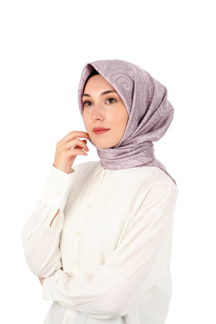 Lavanta Sanat Desen Twill İpek Eşarp