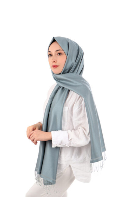 Koyu Gri Gri Çift Taraflı İpek Şal