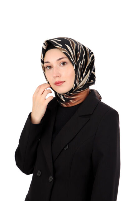 Bakır Zebra Desen Twill İpek Eşarp