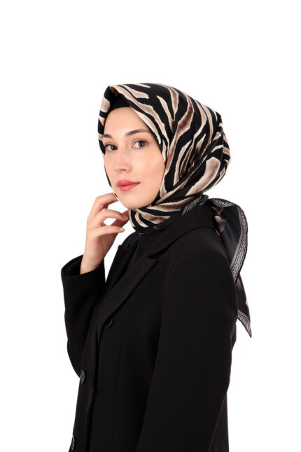 Somon Zebra Desen Twill İpek Eşarp