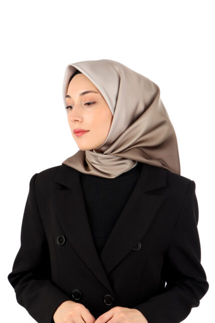 Kahverengi Koyu Taş Degrade Twill İpek Eşarp