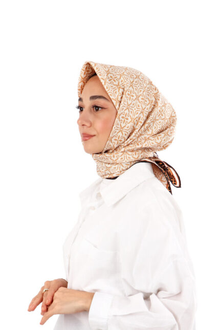 Karamel Rüya Desen Twill İpek Eşarp